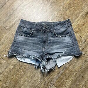 American Eagle Shorts Women's 4 Spiked Vintage High Rise Festival Grey Cut Off